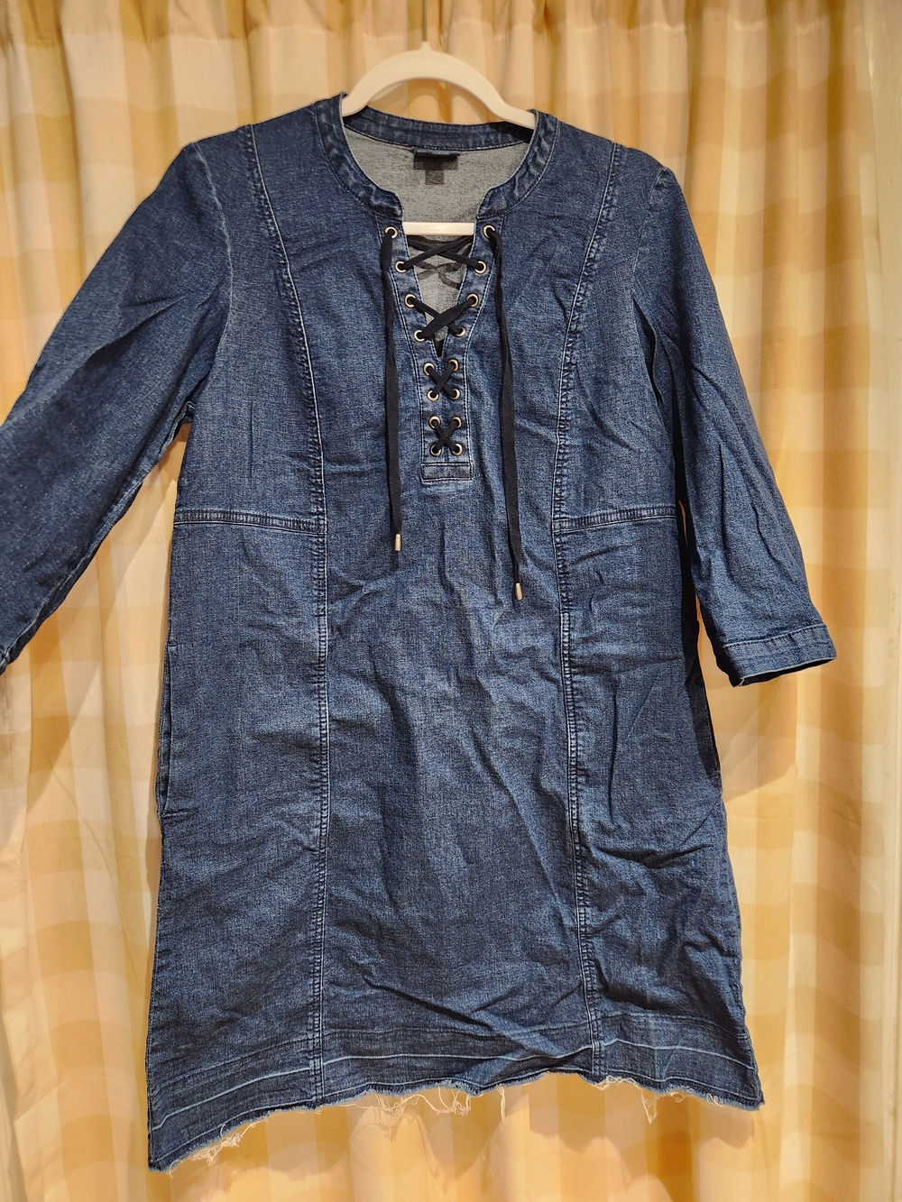J. Jill Dark Blue Cropped Denim Dress Size M